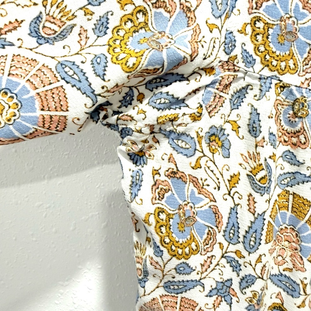 Lucky Brand Blue and Cream Boho Floral Tunic L - Picture 9 of 10